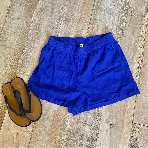 NWOT! BP royal blue cuff hem linen blend shorts M - Picture 2 of 6